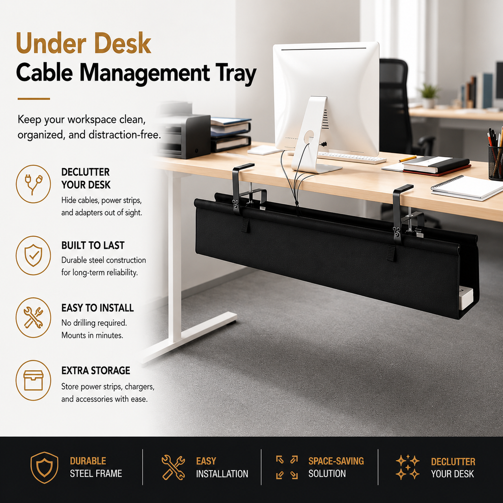 Under-Desk Cable Management Tray