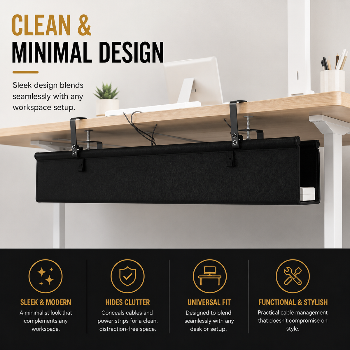 Under-Desk Cable Management Tray