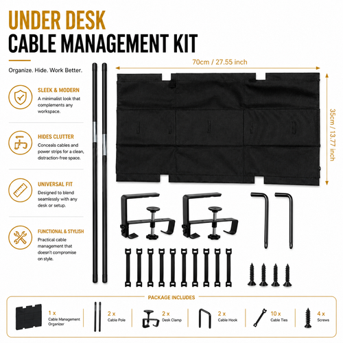 Under-Desk Cable Management Tray